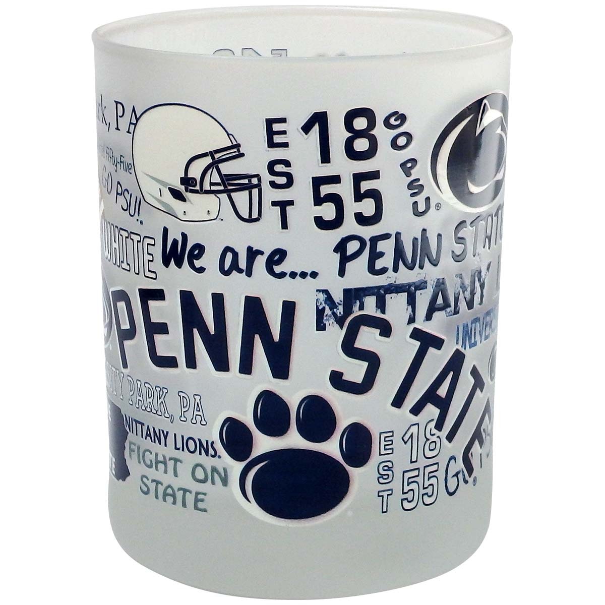 frosted rocks glass with assorted Penn State graphics image 1